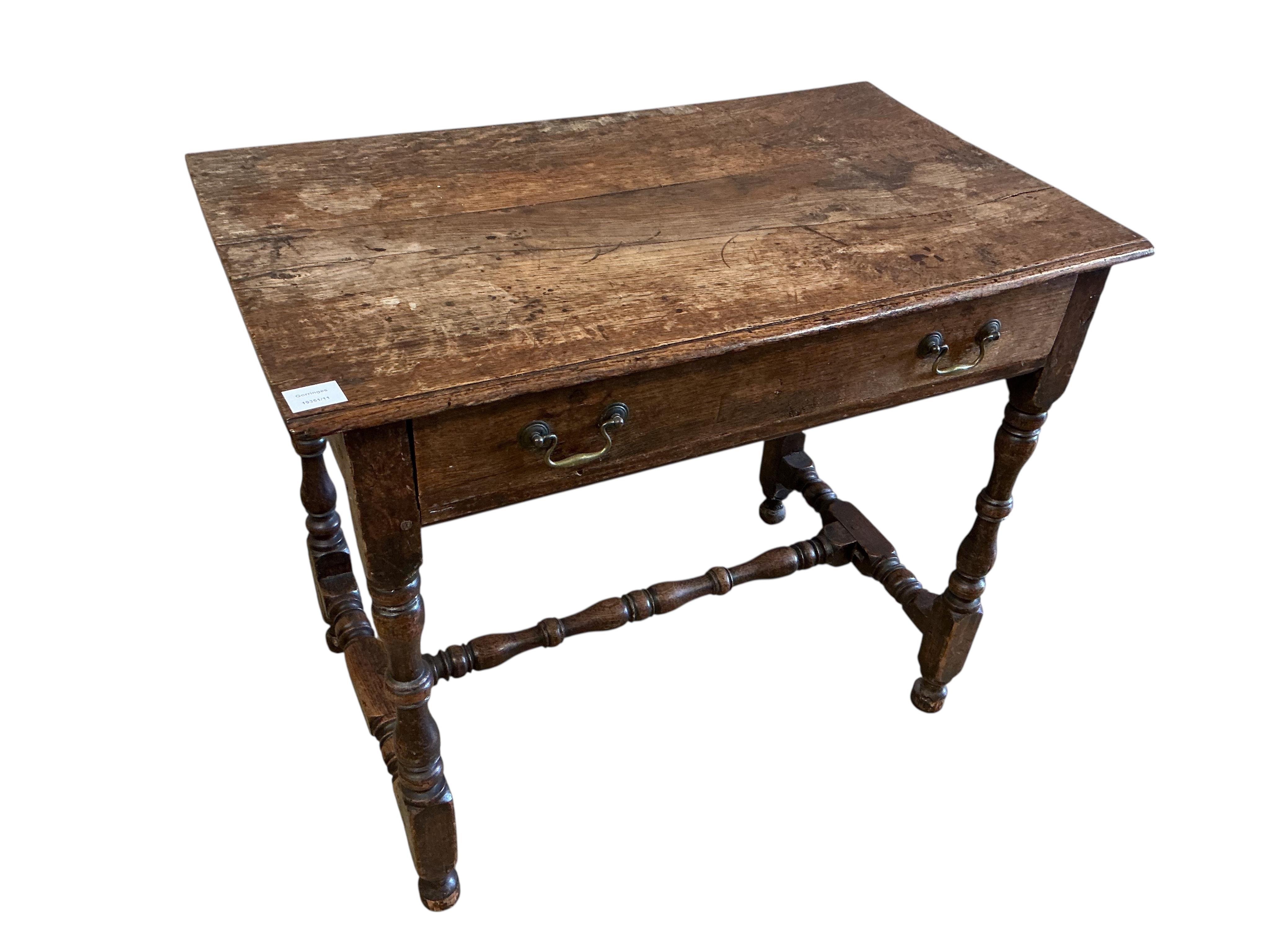 An 18th century oak side table, width 86cm, depth 50cm, height 73cm